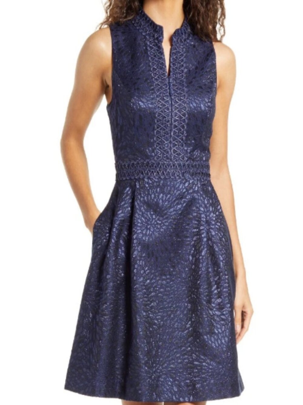 Lilly Pulitzer Franci in True Navy Metallic Lagoon Jacquard Mini Dress 0